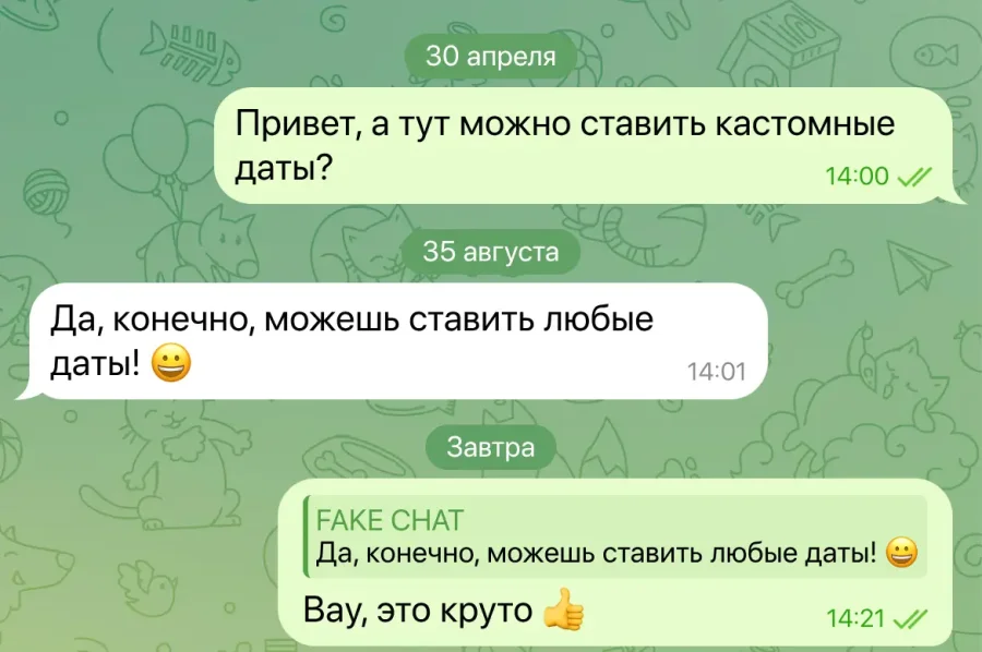 custom date divider on chat screenshot