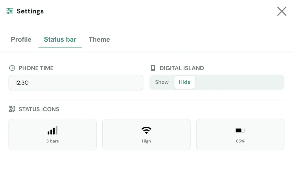 status bar setup in generator