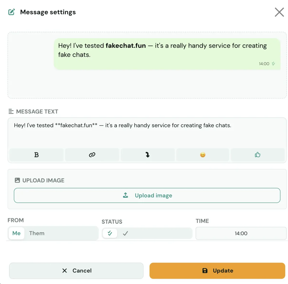 message settings in generator