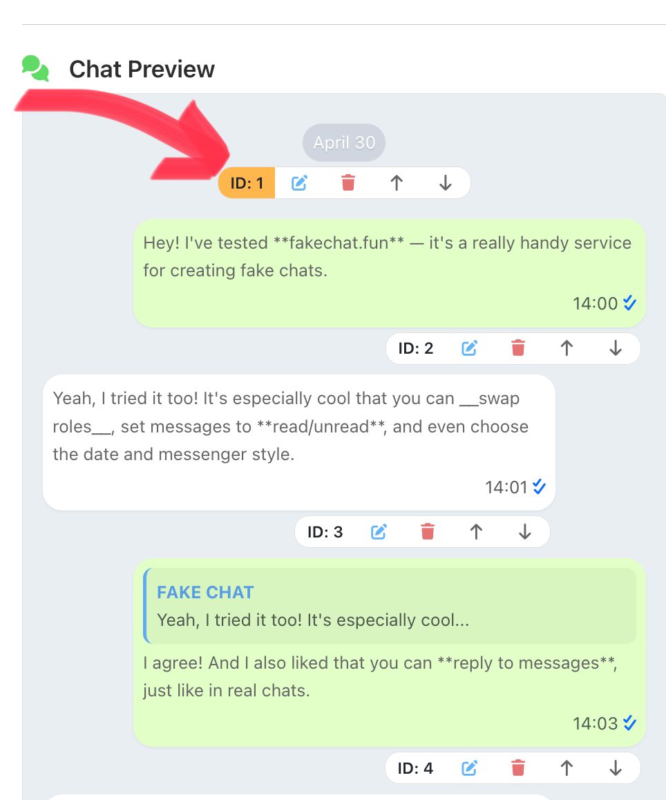Message ID selection button